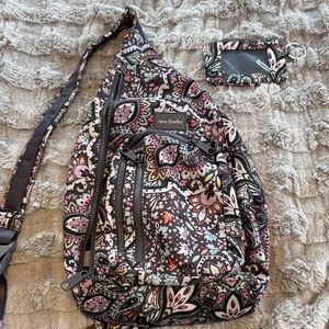 Vera Bradley Black and Pink Paisley Backpack and Coin Purse